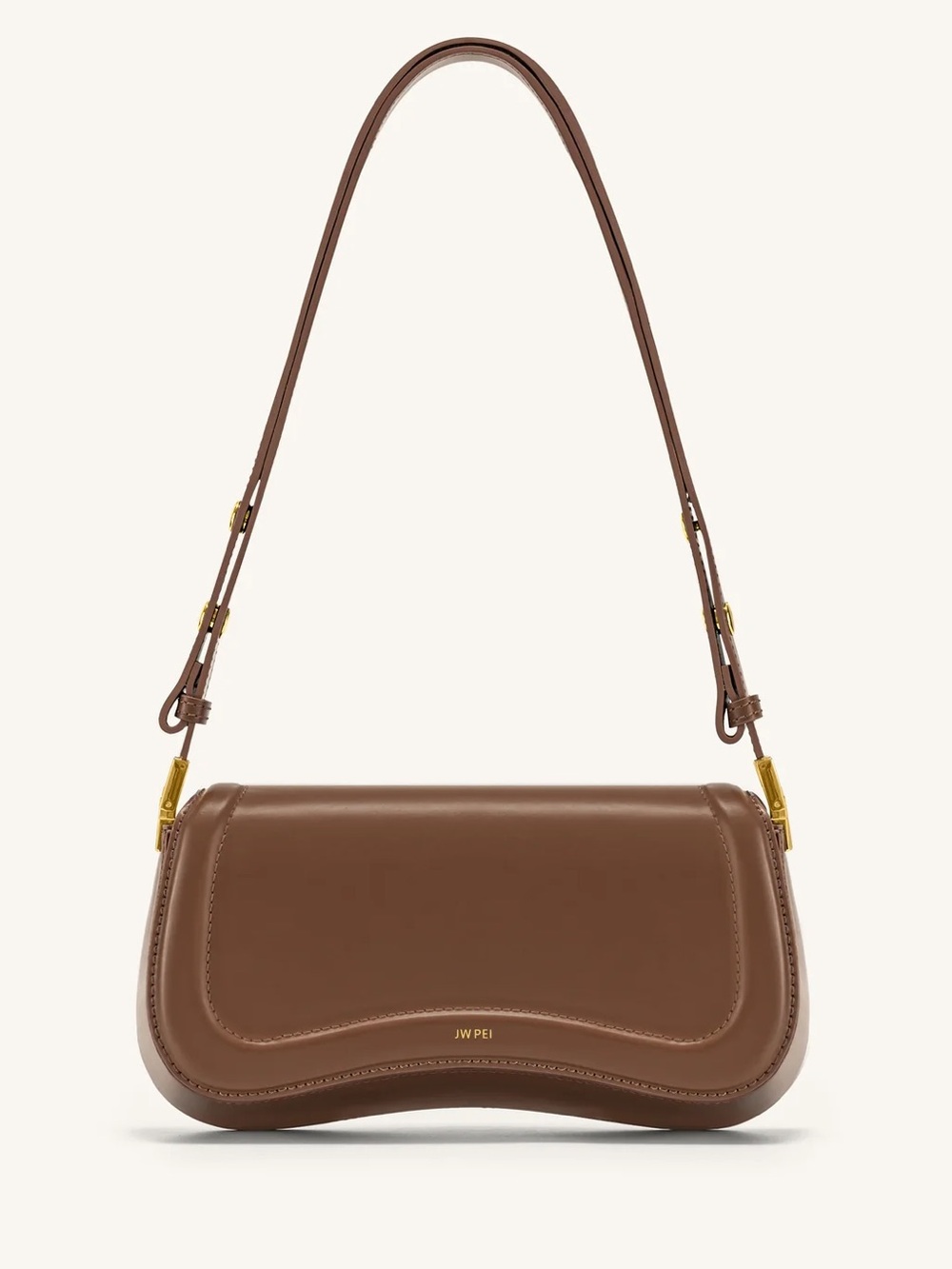 JW PEI Chocolate Brown Saddle Shoulder Bag with Gold Hardware